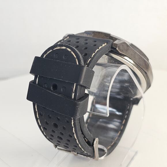 Formula Men's Black Analog Watch Tachymeter Bezel 50mm Case Rubber Band - Picture 7 of 13